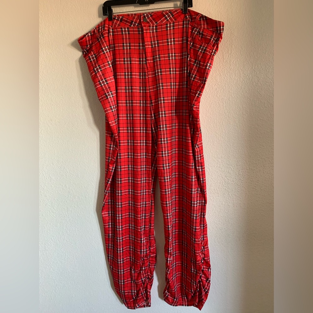 Red Plaid Stretchy Pants